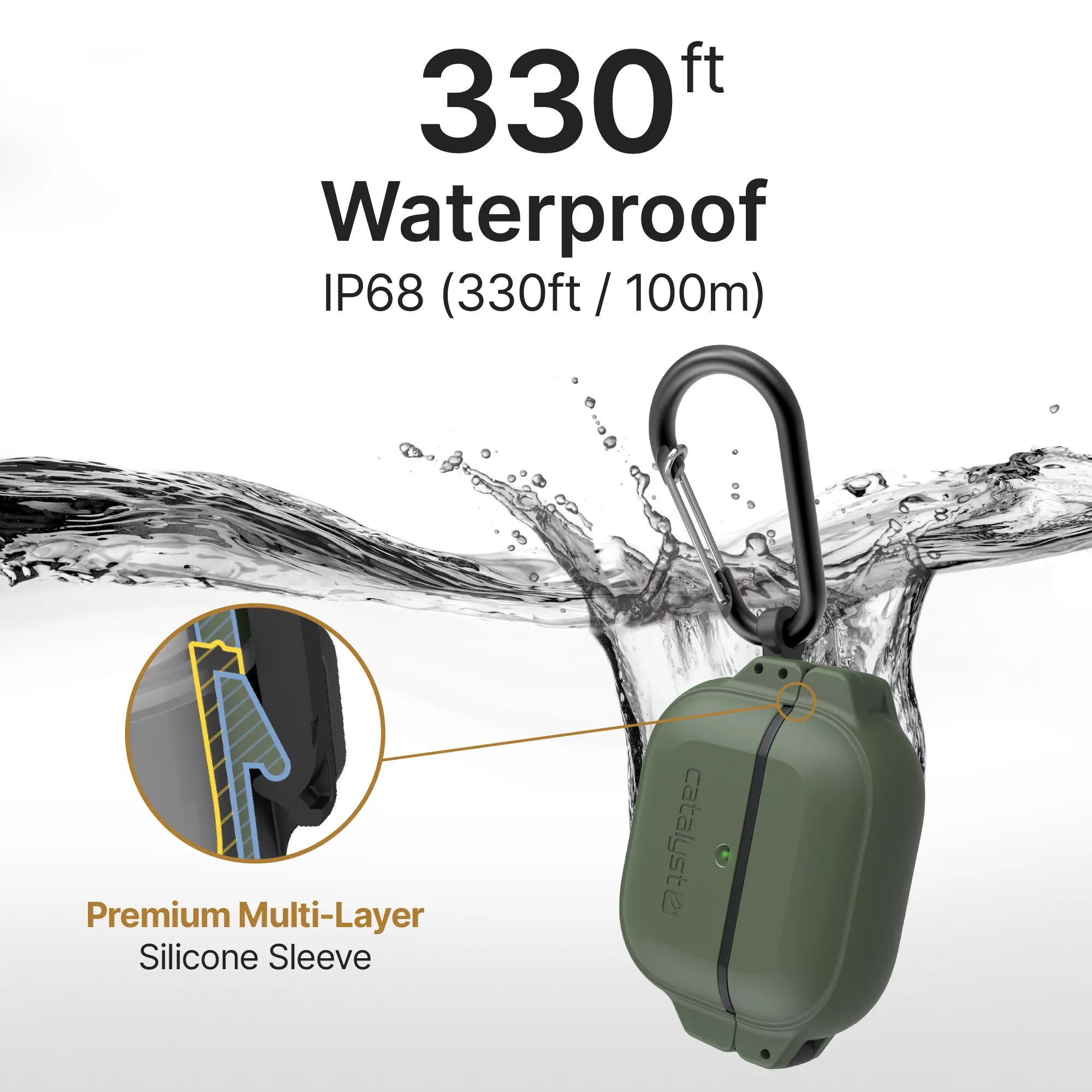 AirPods (Gen 3) - 100M Waterproof Total Protection Case + Carabiner