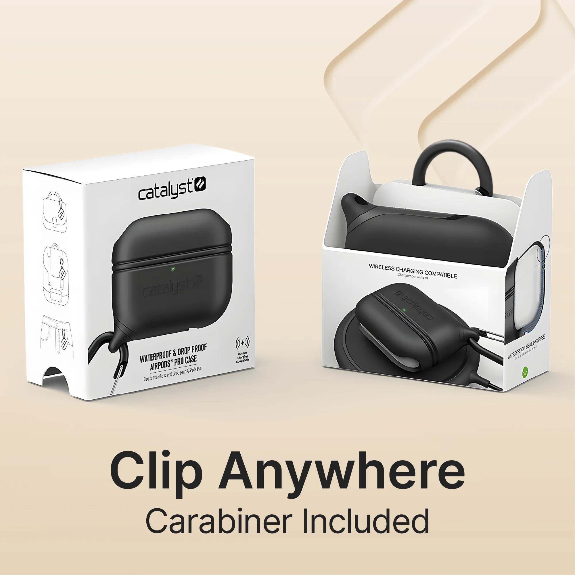 AirPods Pro (Gen 2/1) - Waterproof Case + Carabiner