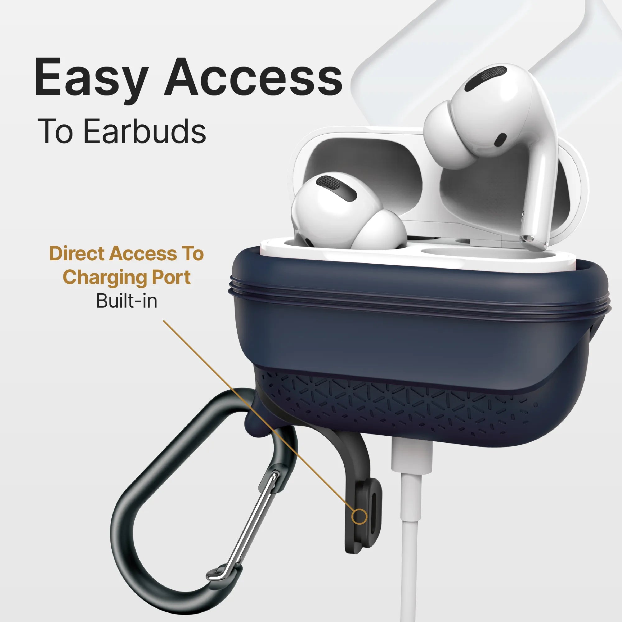 AirPods Pro (Gen 2/1) - Waterproof Case + Carabiner