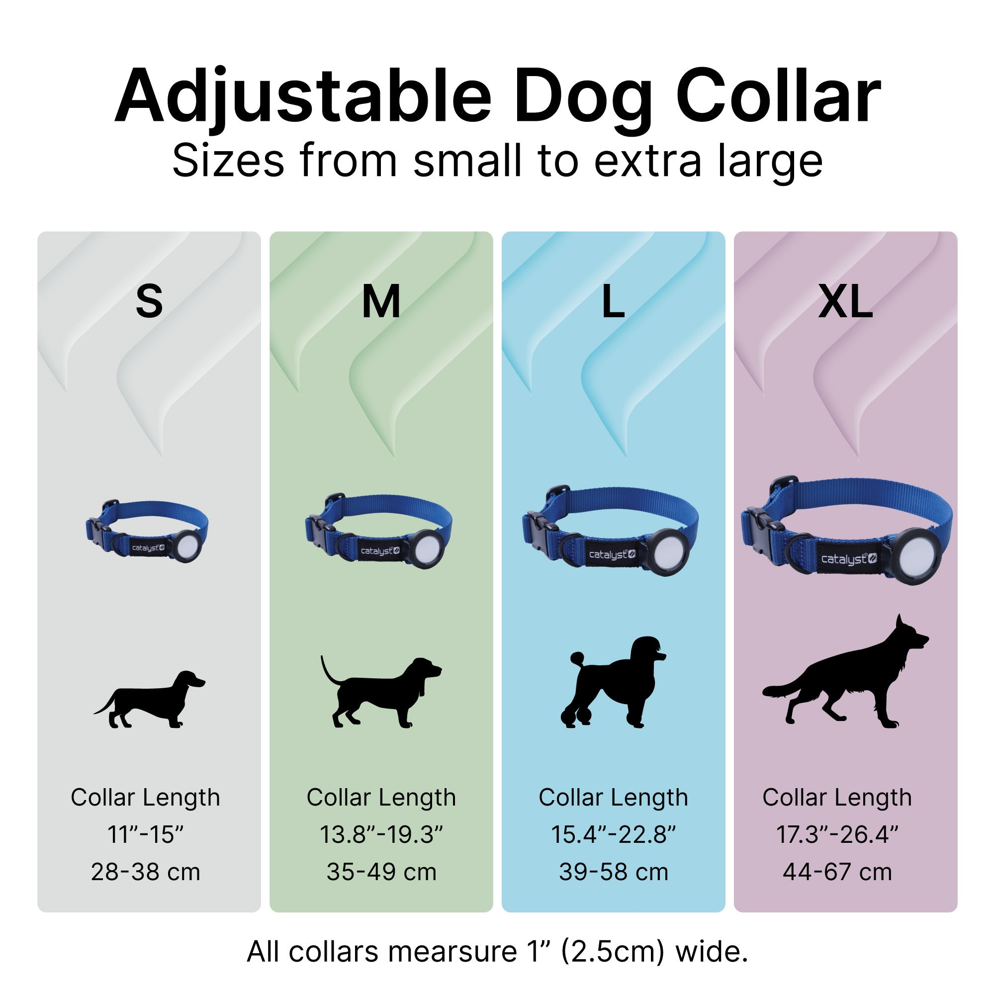 Quick Drying 1" Dog Collar with Waterproof AirTag Case-CA