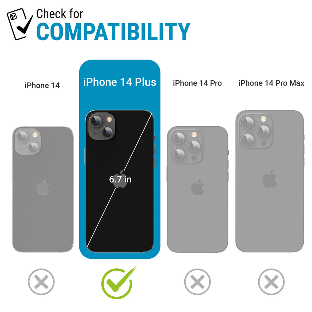 Check that your device is compatible with this case which works with iPhone 14 Plus, NOT iPhone 14, iPhone 14 Pro or iPhone 14 Pro Max.