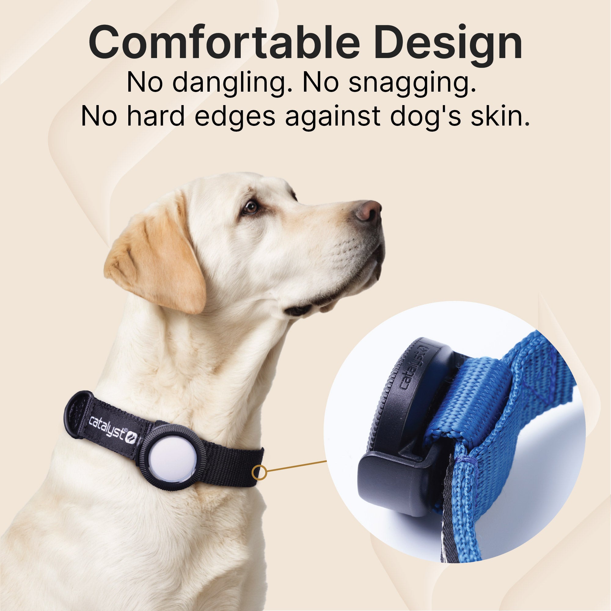 Quick Drying 1" Dog Collar with Waterproof AirTag Case-EU