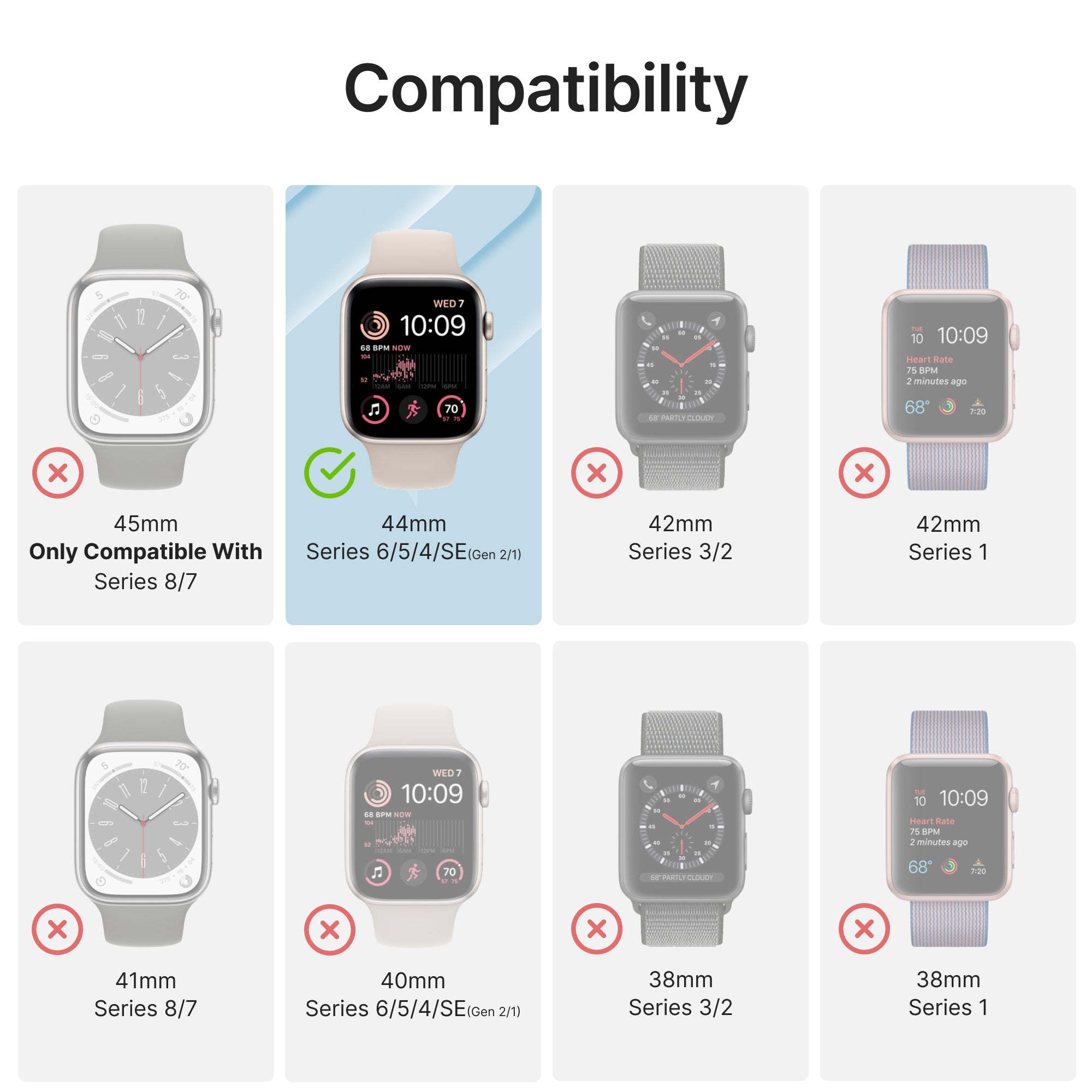 44mm - Screen Protector (2 Pack) for Apple Watch Series 6/5/4/SE (Gen 2/1)-UK