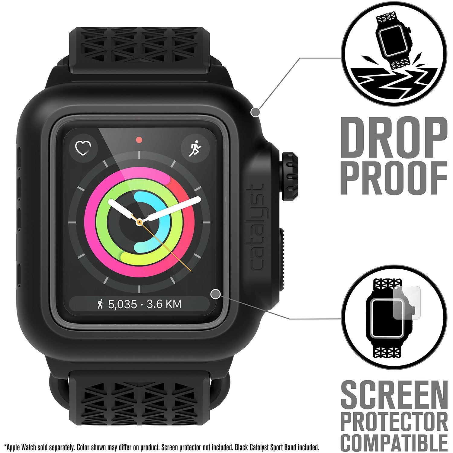 CAT42SBWAT3BLK | Waterproof Case for 42mm Apple Watch Series 3 Sport Band