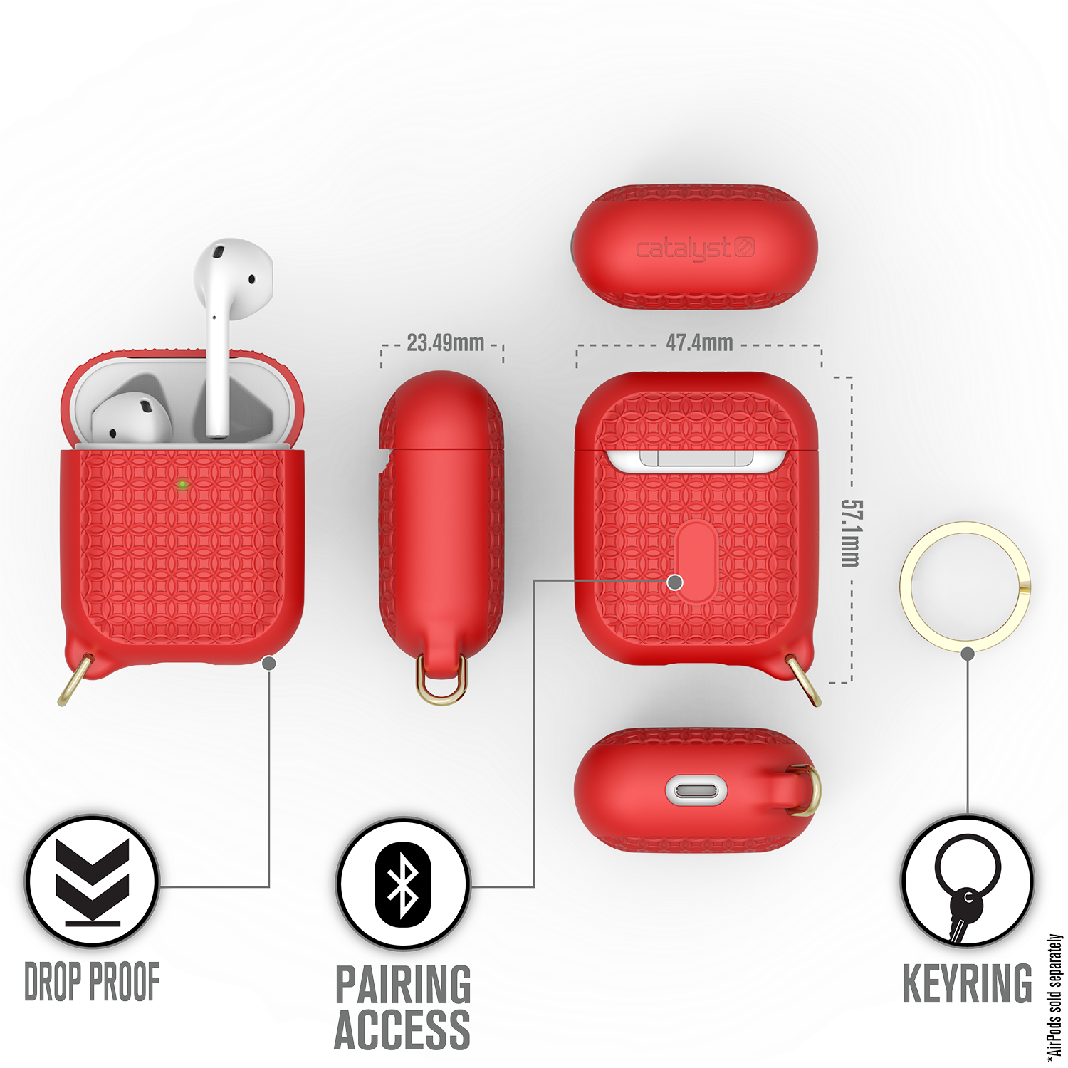 CATAPDKEYRED | Keyring Case for AirPods