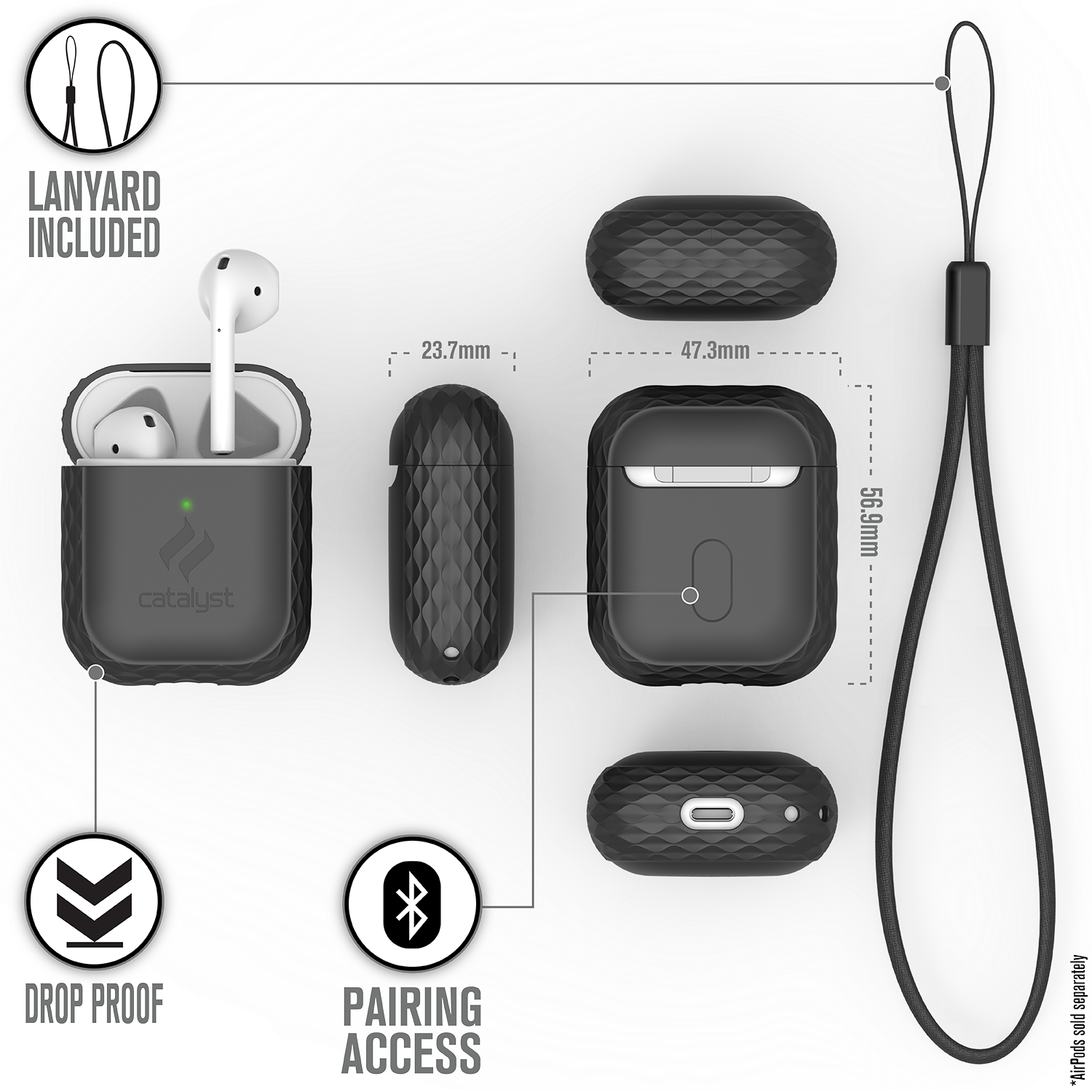 CATAPDLANBLK | Lanyard Case for AirPods