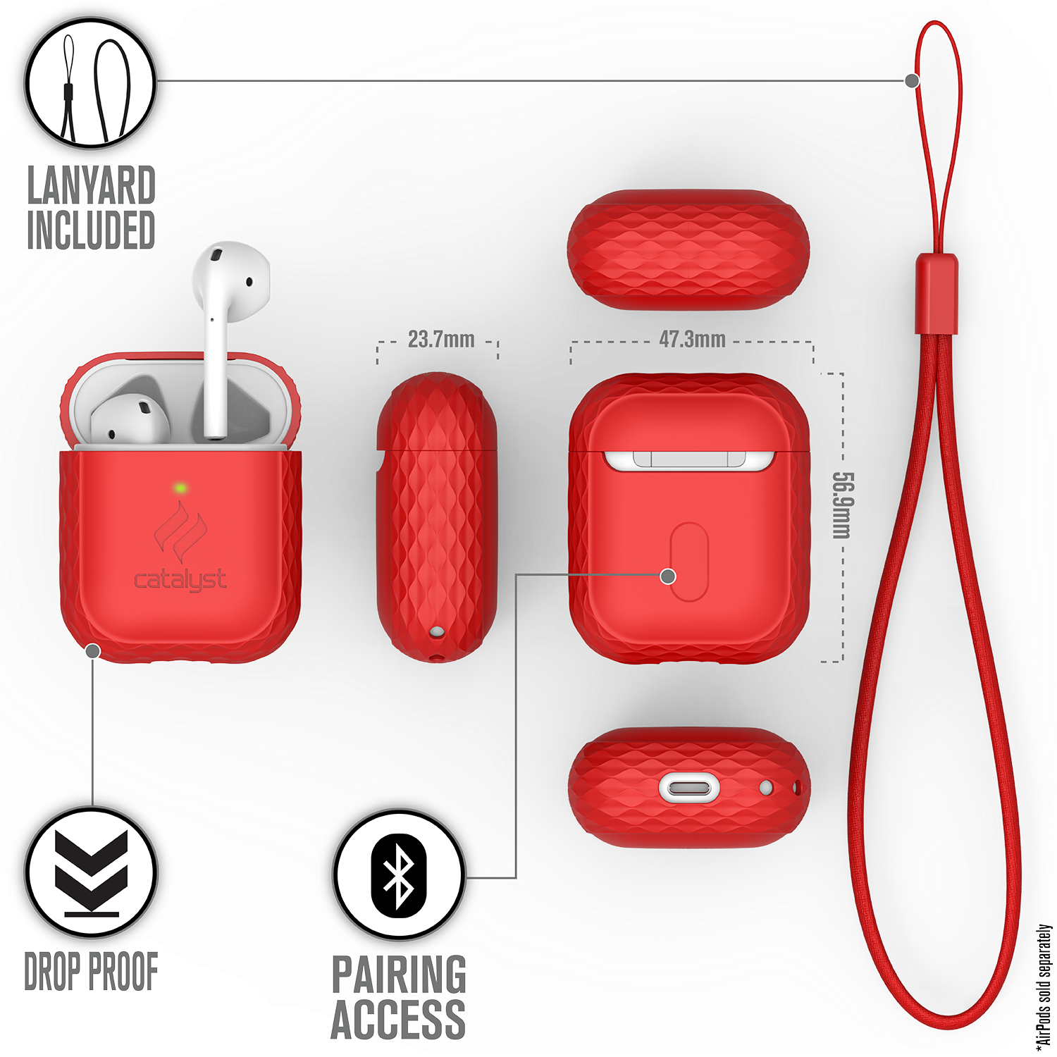 CATAPDLANRED | Lanyard Case for AirPods