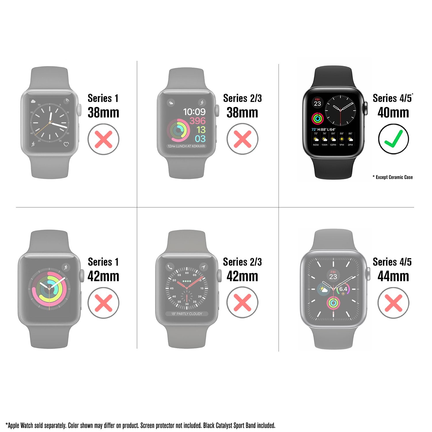 CAT40DROP5BLK | Impact Protection Case V2 for Apple Watch Series 5 & 4 - 40mm