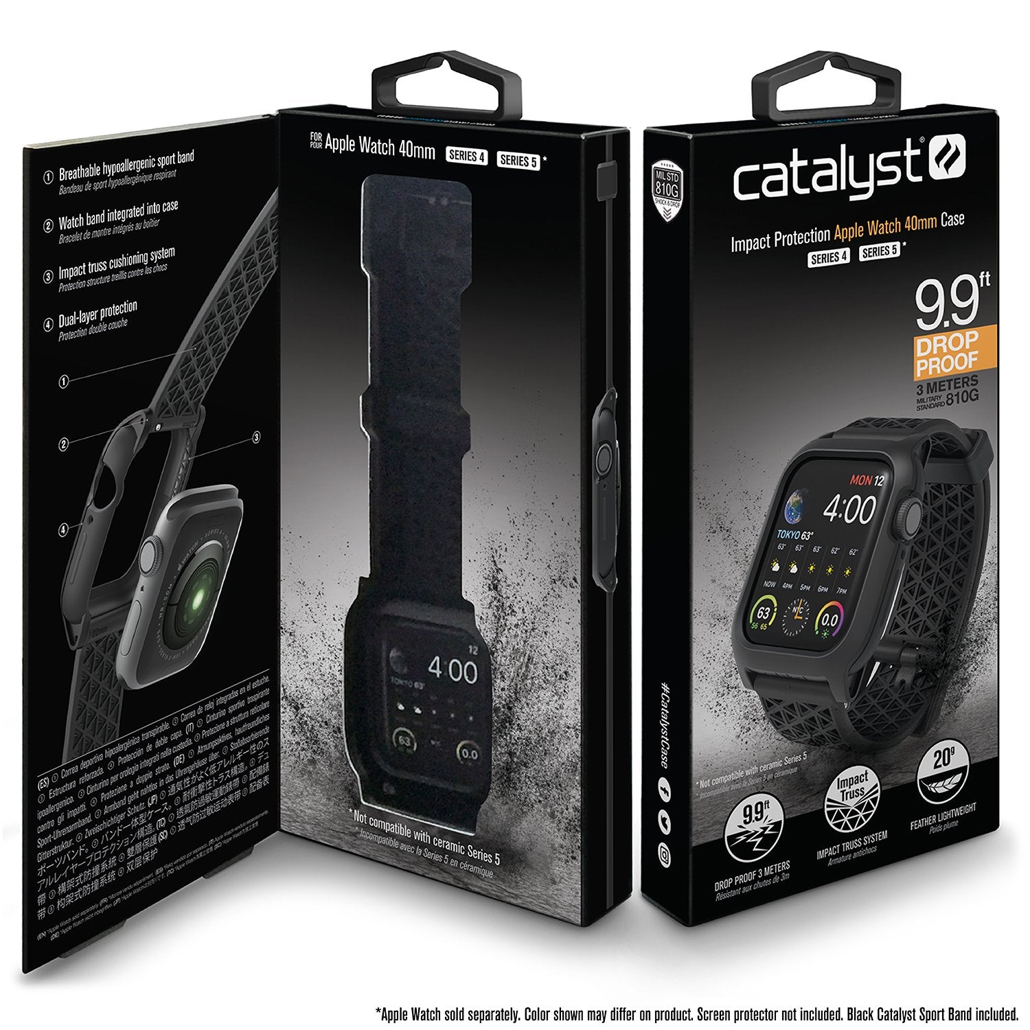 CAT40DROP5BLK | Impact Protection Case V2 for Apple Watch Series 5 & 4 - 40mm