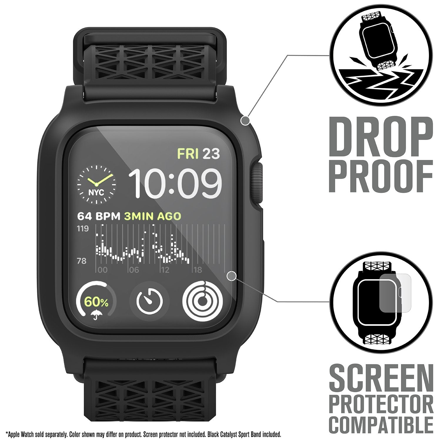 CAT44DROP5BLK | Impact Protection Case V2 for Apple Watch Series 5 & 4 - 44mm